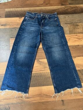 American Eagle Outfitters Women's Wide Leg Jeans - Dark Blue Denim